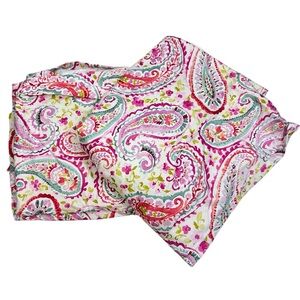 Pair Custom Pinch Pleat Lined Curtains Bright Pink Paisley Modern 80” Long